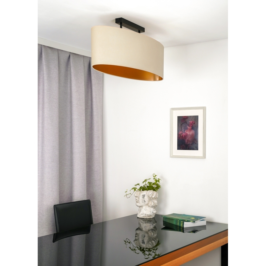 Duolla - Полилей за повърхностен монтаж OVAL VEGAN 2xE27/15W/230V кремав