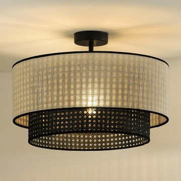 Duolla - Полилей за повърхностен монтаж RATTAN YUTE 1xE27/15W/230V Ø 45 см кремав/черен