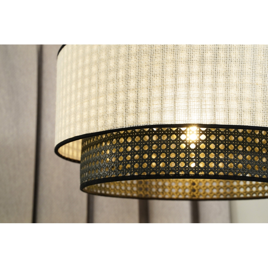 Duolla - Полилей за повърхностен монтаж RATTAN YUTE 1xE27/15W/230V Ø 45 см кремав/черен