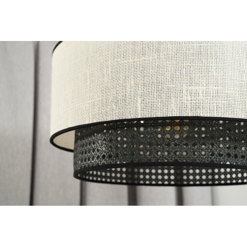 Duolla - Полилей за повърхностен монтаж RATTAN YUTE 1xE27/15W/230V Ø 45 см кремав/черен