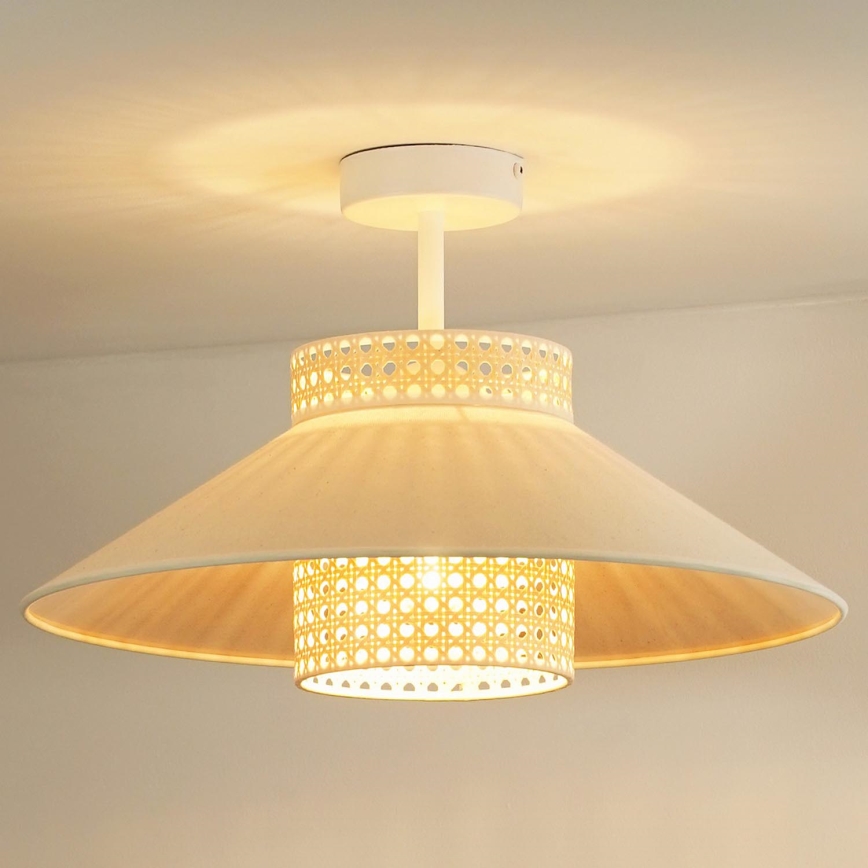Duolla - Полилей за повърхностен монтаж RIO RATTAN 1xE27/15W/230V Ø 45 см бежов/ратан