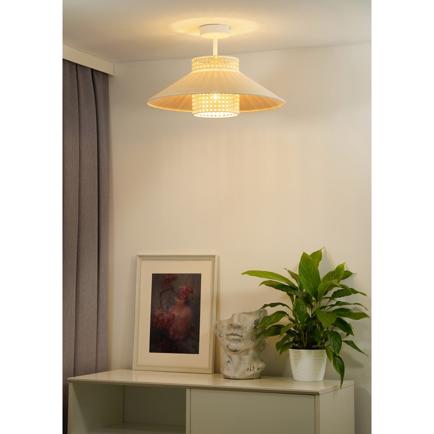 Duolla - Полилей за повърхностен монтаж RIO RATTAN 1xE27/15W/230V Ø 45 см бежов/ратан