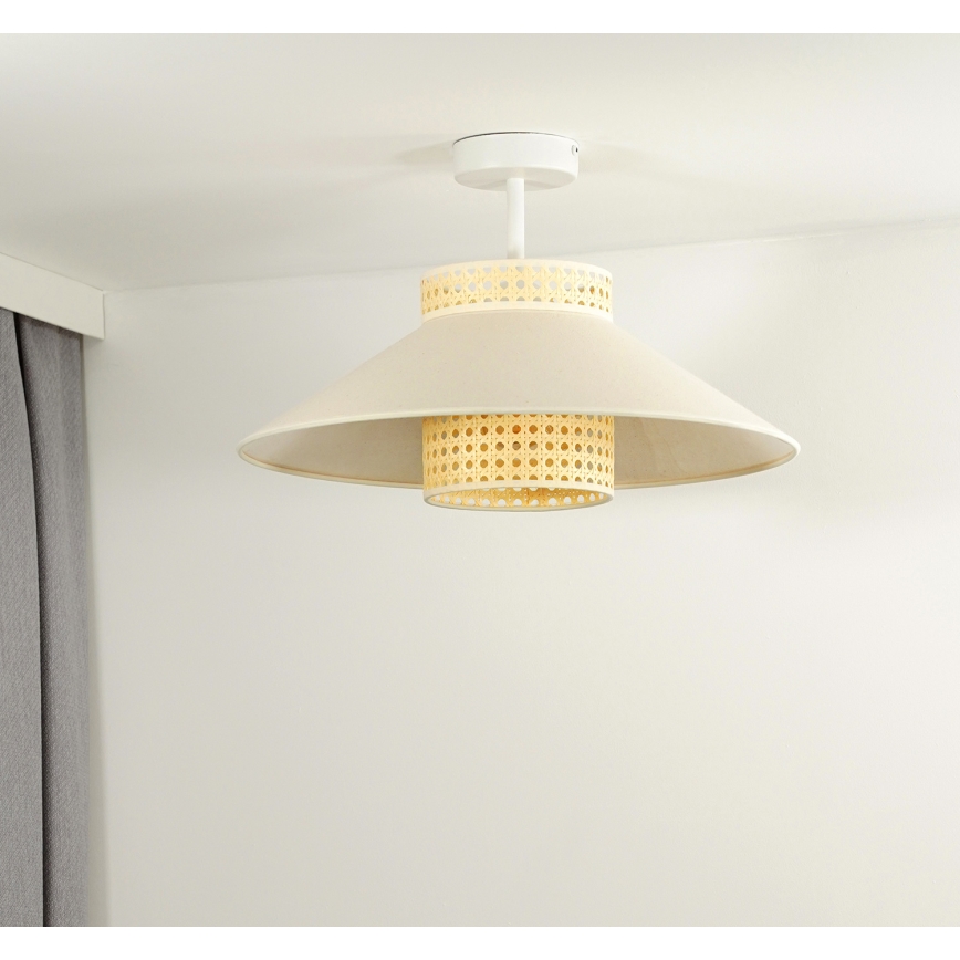 Duolla - Полилей за повърхностен монтаж RIO RATTAN 1xE27/15W/230V Ø 45 см бежов/ратан