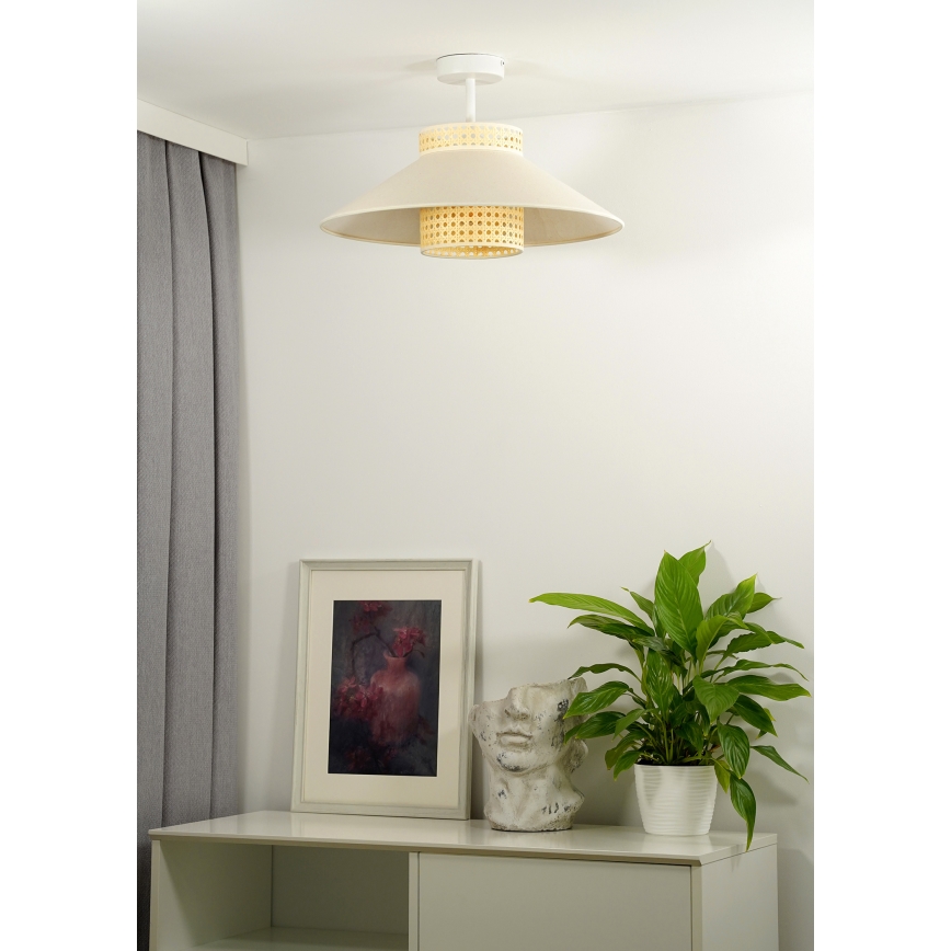 Duolla - Полилей за повърхностен монтаж RIO RATTAN 1xE27/15W/230V Ø 45 см бежов/ратан