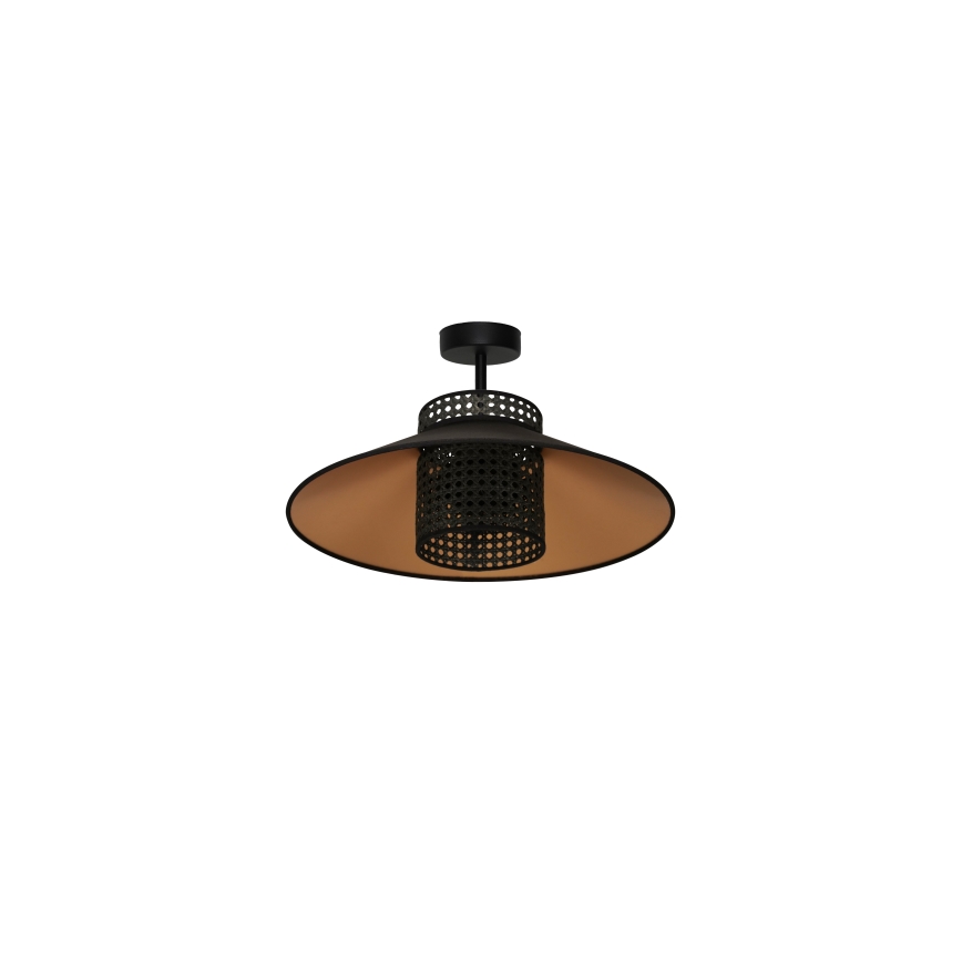Duolla - Полилей за повърхностен монтаж RIO RATTAN 1xE27/15W/230V Ø 45 см черен/златист