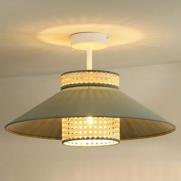 Duolla - Полилей за повърхностен монтаж RIO RATTAN 1xE27/15W/230V Ø 45 см зелен/ратан