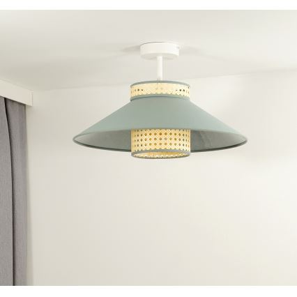 Duolla - Полилей за повърхностен монтаж RIO RATTAN 1xE27/15W/230V Ø 45 см зелен/ратан