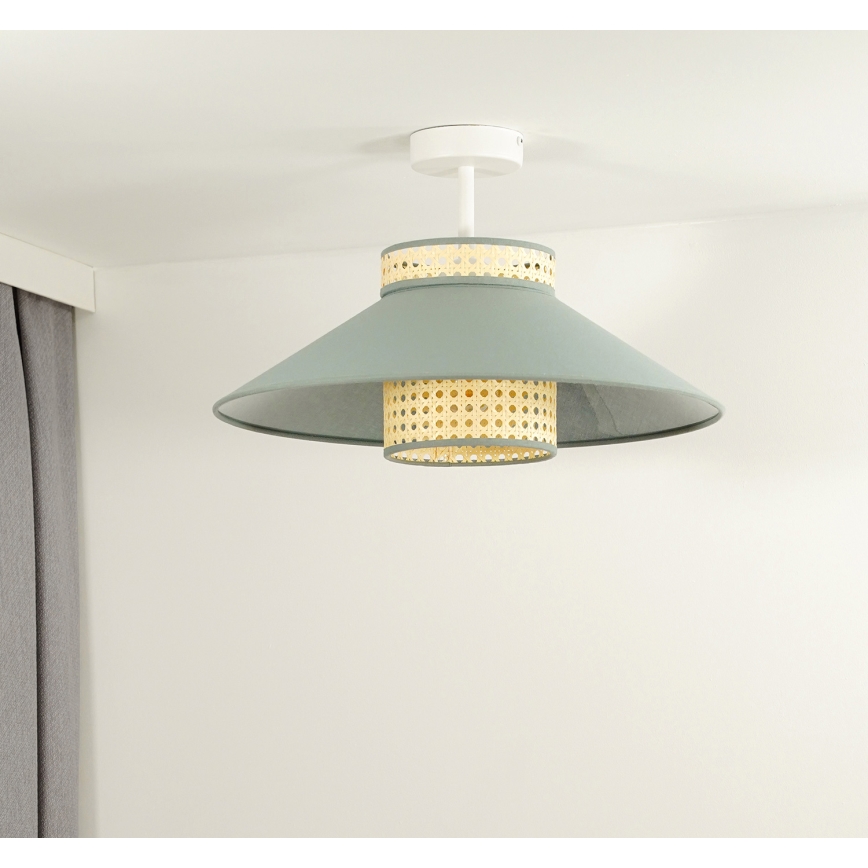 Duolla - Полилей за повърхностен монтаж RIO RATTAN 1xE27/15W/230V Ø 45 см зелен/ратан