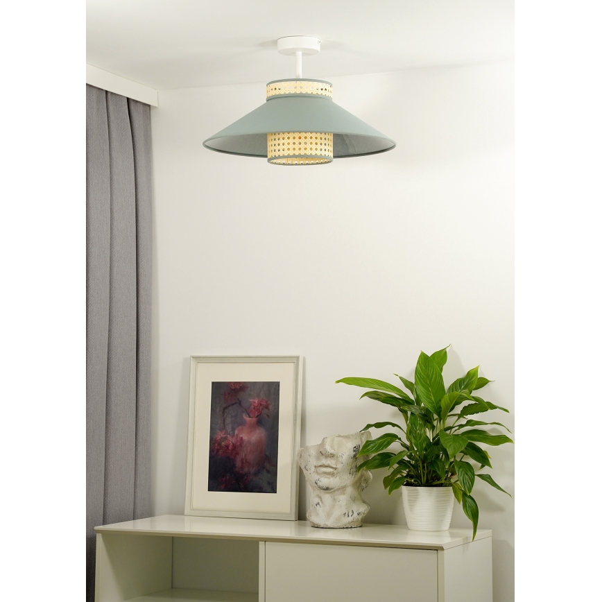Duolla - Полилей за повърхностен монтаж RIO RATTAN 1xE27/15W/230V Ø 45 см зелен/ратан