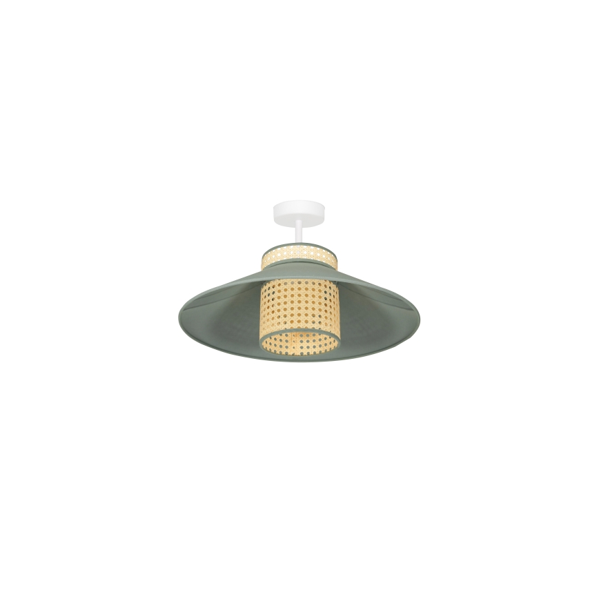 Duolla - Полилей за повърхностен монтаж RIO RATTAN 1xE27/15W/230V Ø 45 см зелен/ратан