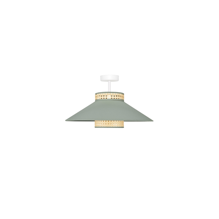Duolla - Полилей за повърхностен монтаж RIO RATTAN 1xE27/15W/230V Ø 45 см зелен/ратан