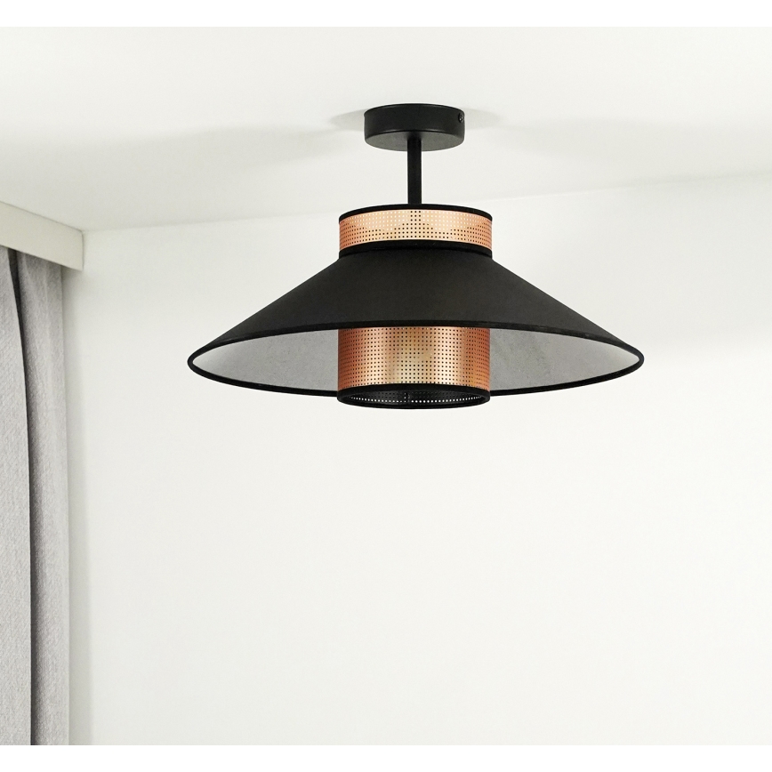 Duolla - Полилей за повърхностен монтаж RIO SHINY 1xE27/15W/230V Ø 45 см черен/меден