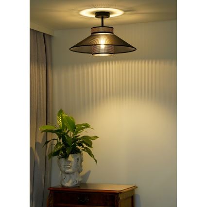 Duolla - Полилей за повърхностен монтаж RIO SHINY 1xE27/15W/230V Ø 45 см черен/меден