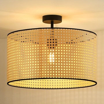 Duolla - Полилей за повърхностен монтаж ROLLER RATTAN 1xE27/15W/230V Ø 45 см бежов/черен