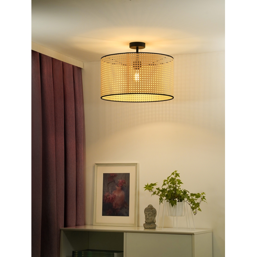 Duolla - Полилей за повърхностен монтаж ROLLER RATTAN 1xE27/15W/230V Ø 45 см бежов/черен