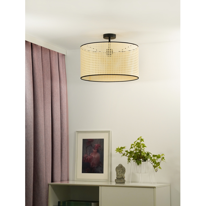 Duolla - Полилей за повърхностен монтаж ROLLER RATTAN 1xE27/15W/230V Ø 45 см бежов/черен