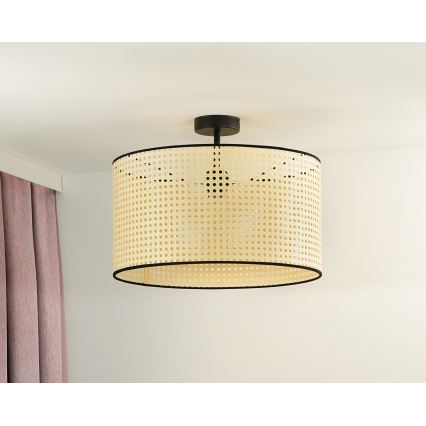 Duolla - Полилей за повърхностен монтаж ROLLER RATTAN 1xE27/15W/230V Ø 45 см бежов/черен