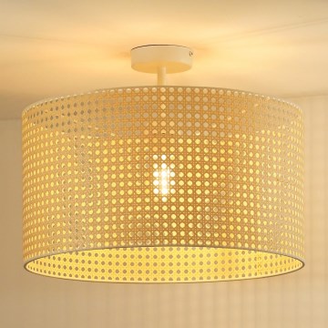 Duolla - Полилей за повърхностен монтаж ROLLER RATTAN 1xE27/15W/230V Ø 45 см бежов