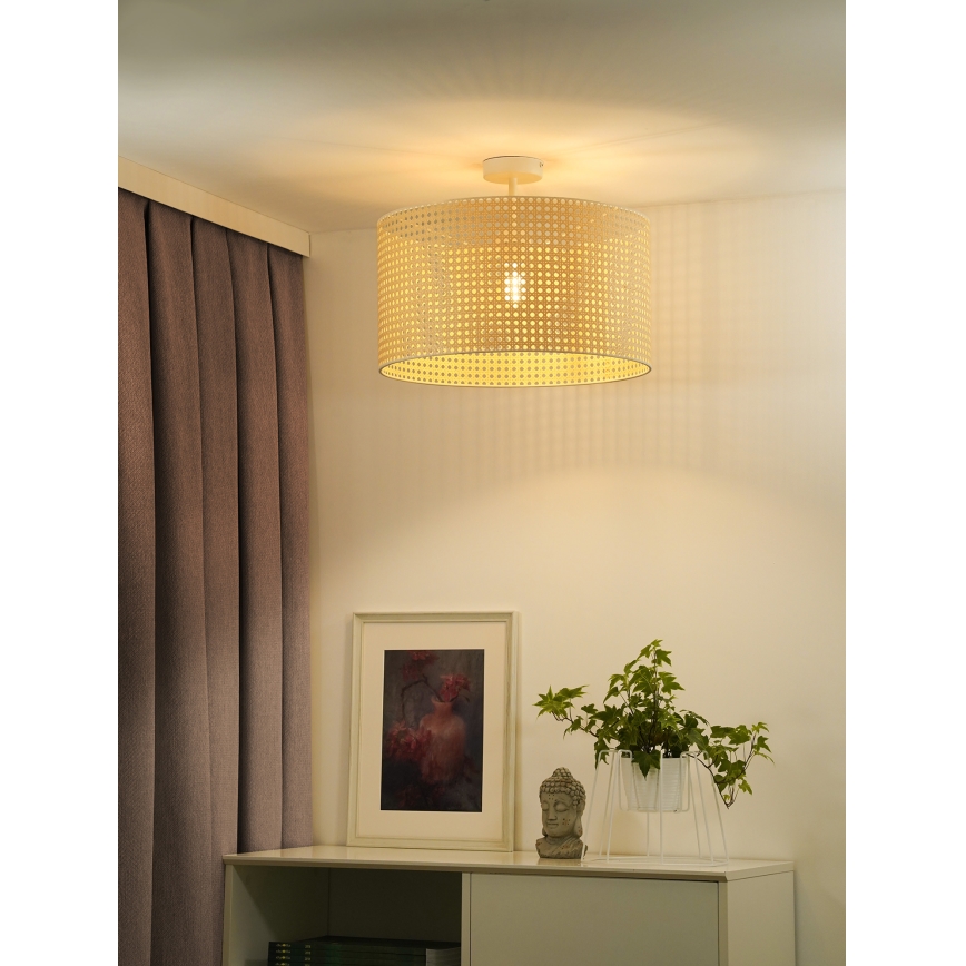 Duolla - Полилей за повърхностен монтаж ROLLER RATTAN 1xE27/15W/230V Ø 45 см бежов