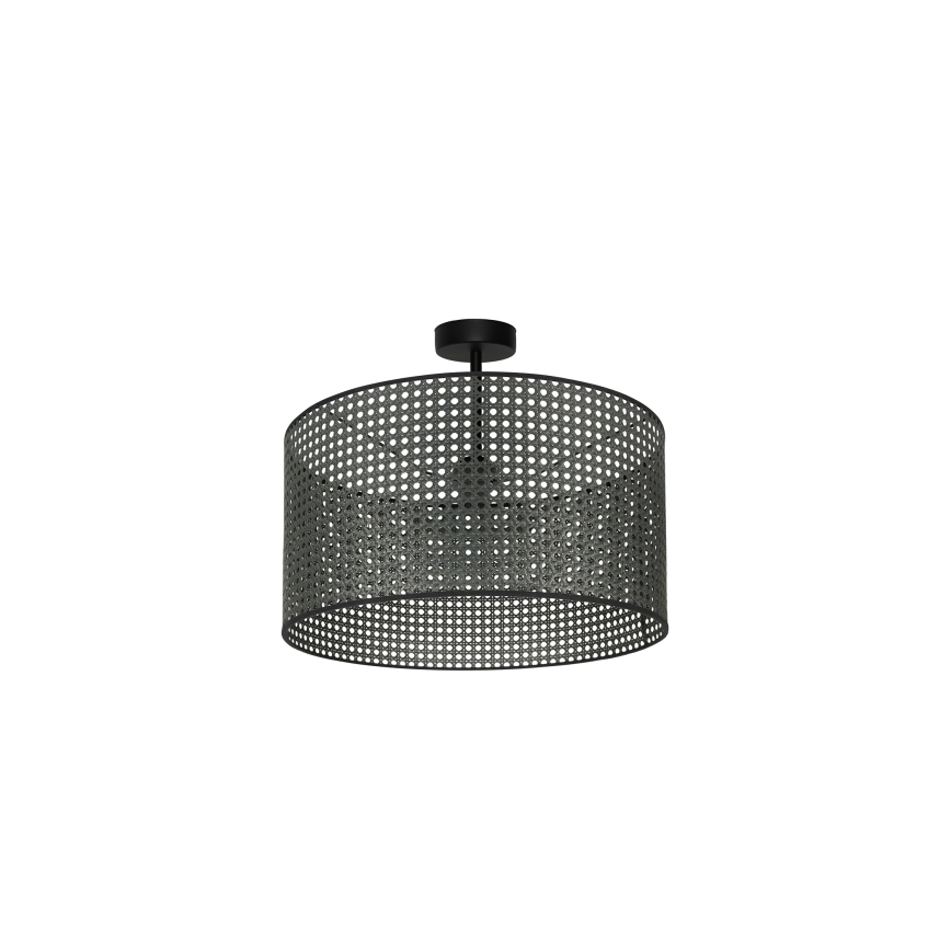 Duolla - Полилей за повърхностен монтаж ROLLER RATTAN 1xE27/15W/230V Ø 45 см черен