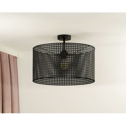Duolla - Полилей за повърхностен монтаж ROLLER RATTAN 1xE27/15W/230V Ø 45 см черен