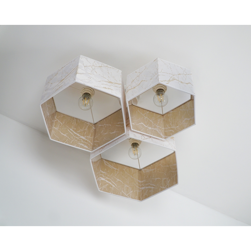 Duolla - Полилей за повърхностен монтаж ROLLER TRIO HEX 3xE27/15W/230V бял/златист