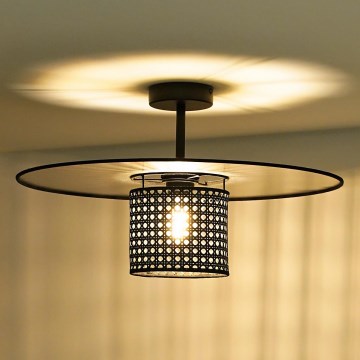 Duolla - Полилей за повърхностен монтаж TOKYO RATTAN 1xE27/15W/230V Ø 50 см черен/сребрист