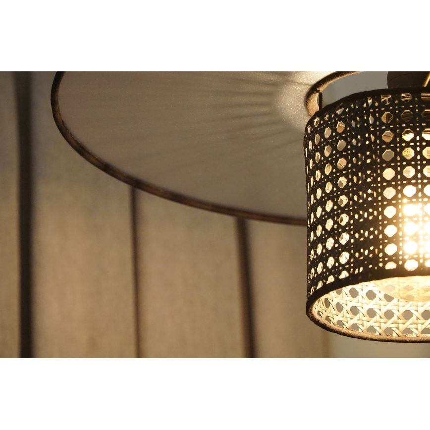 Duolla - Полилей за повърхностен монтаж TOKYO RATTAN 1xE27/15W/230V Ø 50 см черен/сребрист