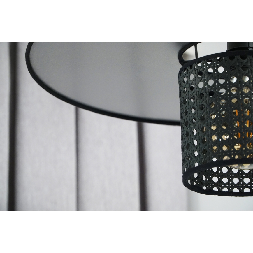 Duolla - Полилей за повърхностен монтаж TOKYO RATTAN 1xE27/15W/230V Ø 50 см черен/сребрист