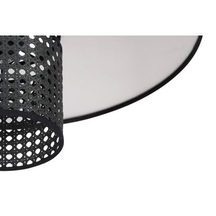 Duolla - Полилей за повърхностен монтаж TOKYO RATTAN 1xE27/15W/230V Ø 50 см черен/сребрист