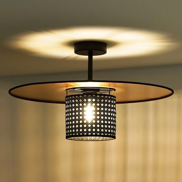 Duolla - Полилей за повърхностен монтаж TOKYO RATTAN 1xE27/15W/230V Ø 50 см златист/черен