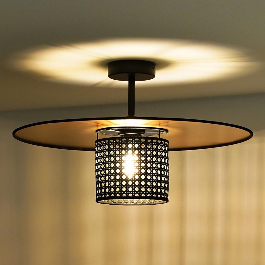 Duolla - Полилей за повърхностен монтаж TOKYO RATTAN 1xE27/15W/230V Ø 50 см златист/черен