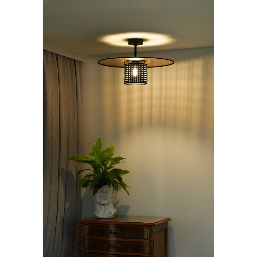 Duolla - Полилей за повърхностен монтаж TOKYO RATTAN 1xE27/15W/230V Ø 50 см златист/черен