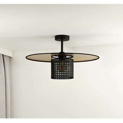 Duolla - Полилей за повърхностен монтаж TOKYO RATTAN 1xE27/15W/230V Ø 50 см златист/черен