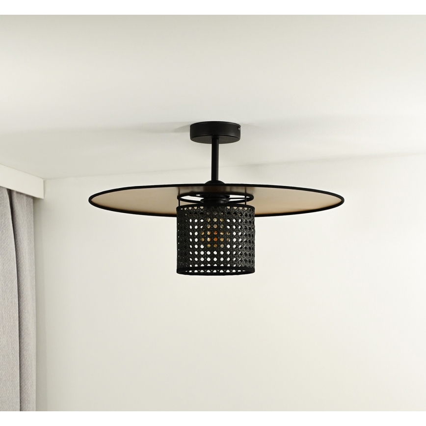 Duolla - Полилей за повърхностен монтаж TOKYO RATTAN 1xE27/15W/230V Ø 50 см златист/черен