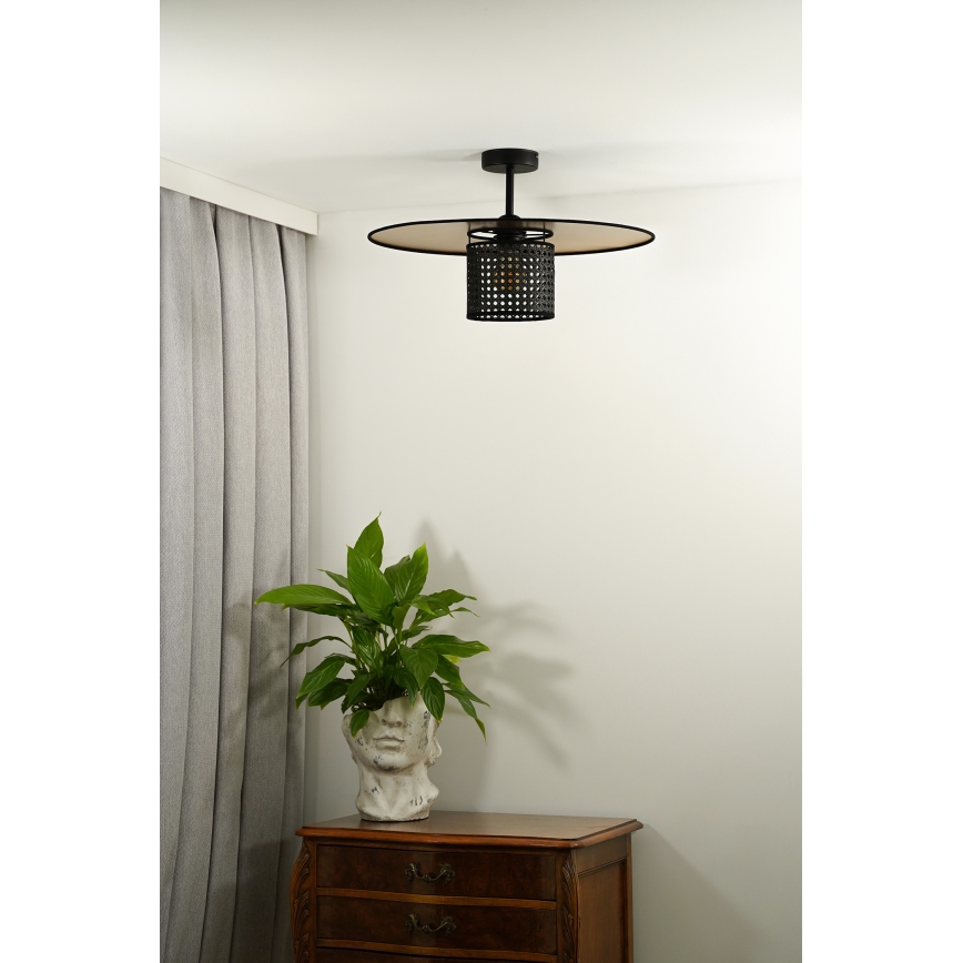 Duolla - Полилей за повърхностен монтаж TOKYO RATTAN 1xE27/15W/230V Ø 50 см златист/черен