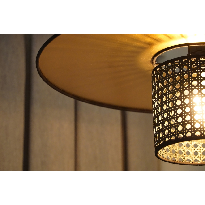 Duolla - Полилей за повърхностен монтаж TOKYO RATTAN 1xE27/15W/230V Ø 50 см златист/черен
