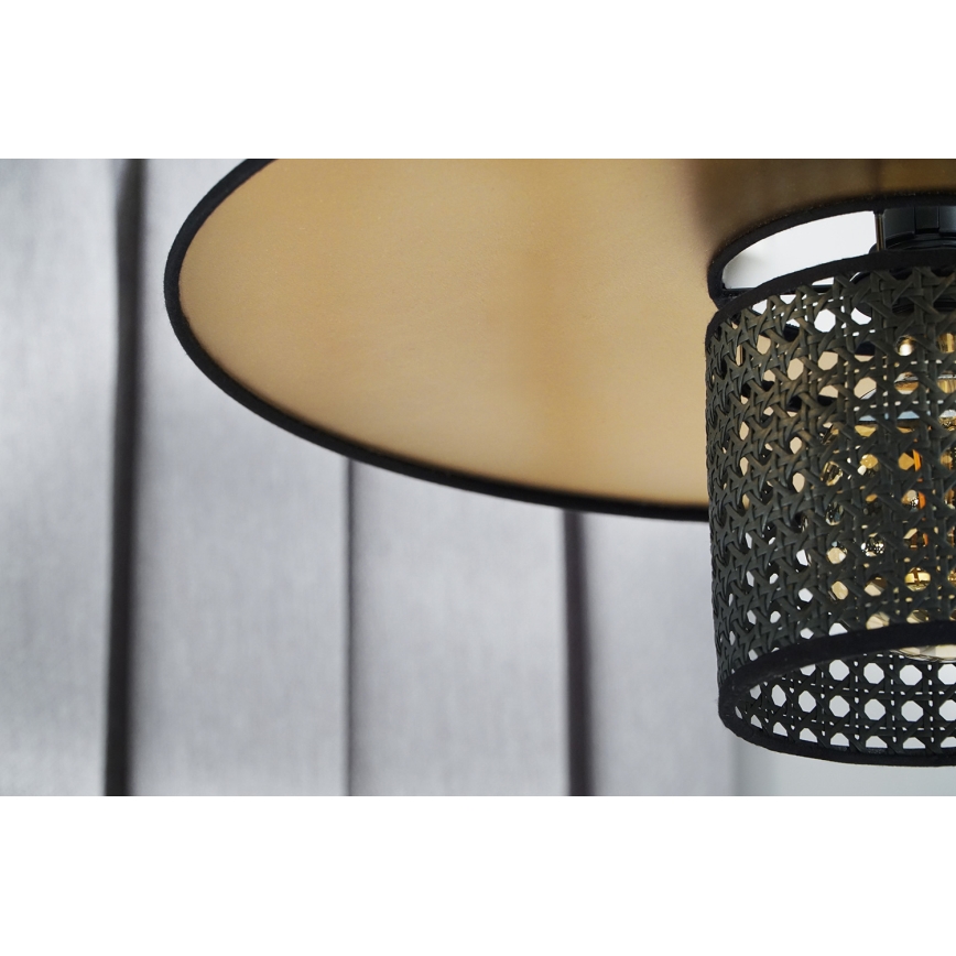 Duolla - Полилей за повърхностен монтаж TOKYO RATTAN 1xE27/15W/230V Ø 50 см златист/черен