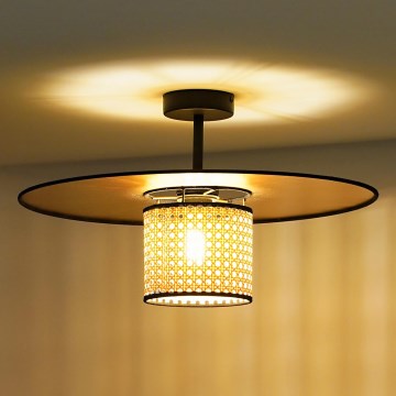 Duolla - Полилей за повърхностен монтаж TOKYO RATTAN 1xE27/15W/230V Ø 50 см златист/ратан