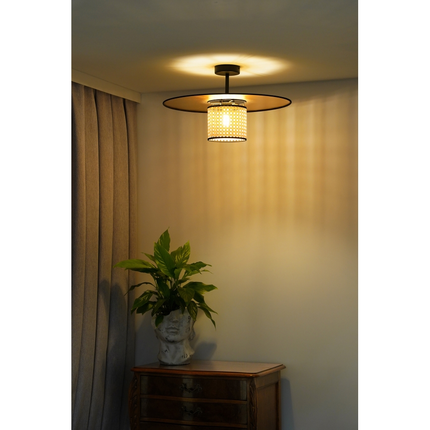 Duolla - Полилей за повърхностен монтаж TOKYO RATTAN 1xE27/15W/230V Ø 50 см златист/ратан