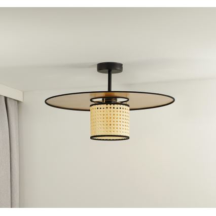 Duolla - Полилей за повърхностен монтаж TOKYO RATTAN 1xE27/15W/230V Ø 50 см златист/ратан
