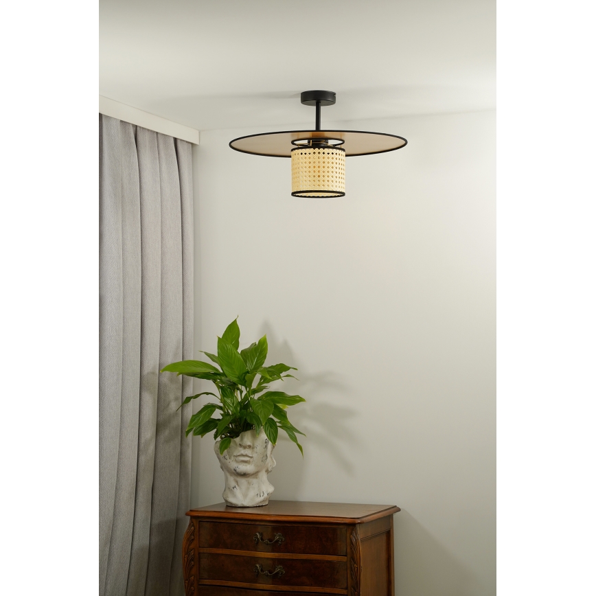 Duolla - Полилей за повърхностен монтаж TOKYO RATTAN 1xE27/15W/230V Ø 50 см златист/ратан
