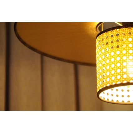 Duolla - Полилей за повърхностен монтаж TOKYO RATTAN 1xE27/15W/230V Ø 50 см златист/ратан