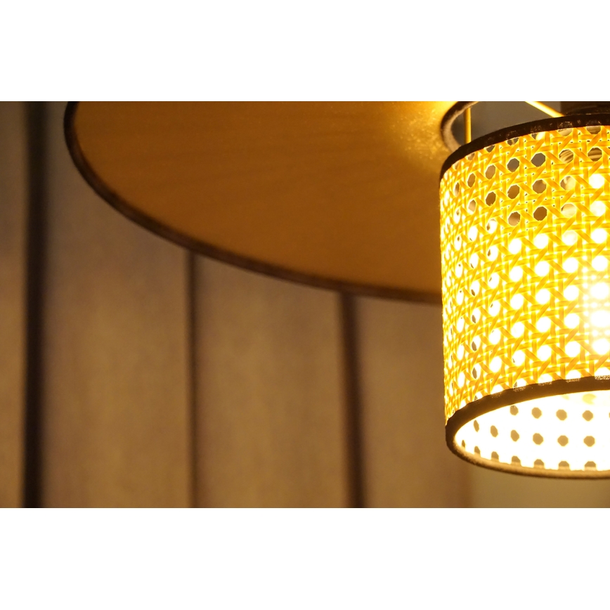 Duolla - Полилей за повърхностен монтаж TOKYO RATTAN 1xE27/15W/230V Ø 50 см златист/ратан