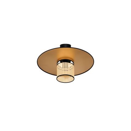 Duolla - Полилей за повърхностен монтаж TOKYO RATTAN 1xE27/15W/230V Ø 50 см златист/ратан