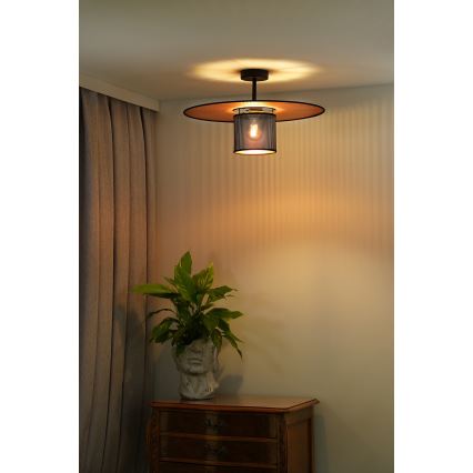 Duolla - Полилей за повърхностен монтаж TOKYO SHINY 1xE27/15W/230V Ø 50 см черен/меден