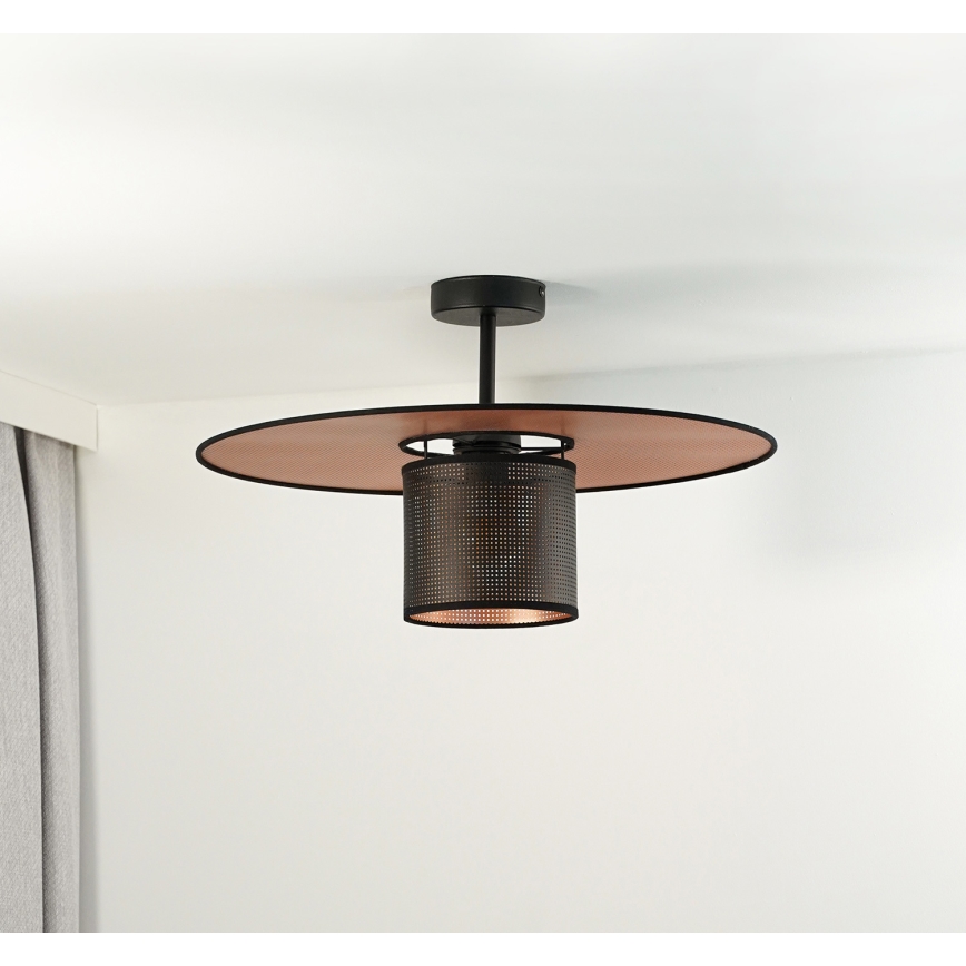 Duolla - Полилей за повърхностен монтаж TOKYO SHINY 1xE27/15W/230V Ø 50 см черен/меден