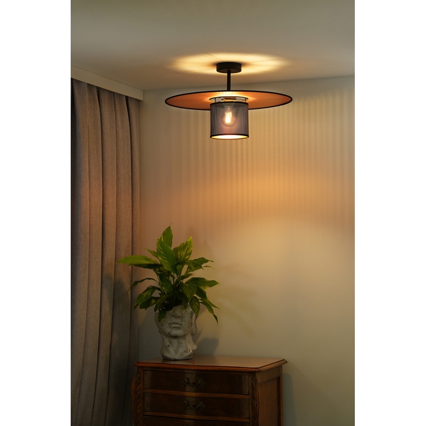 Duolla - Полилей за повърхностен монтаж TOKYO SHINY 1xE27/15W/230V Ø 50 см черен/меден