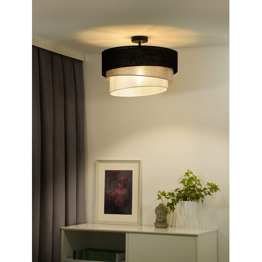 Duolla - Полилей за повърхностен монтаж TRIO 1xE27/15W/230V Ø 45 см черен/сив/бял