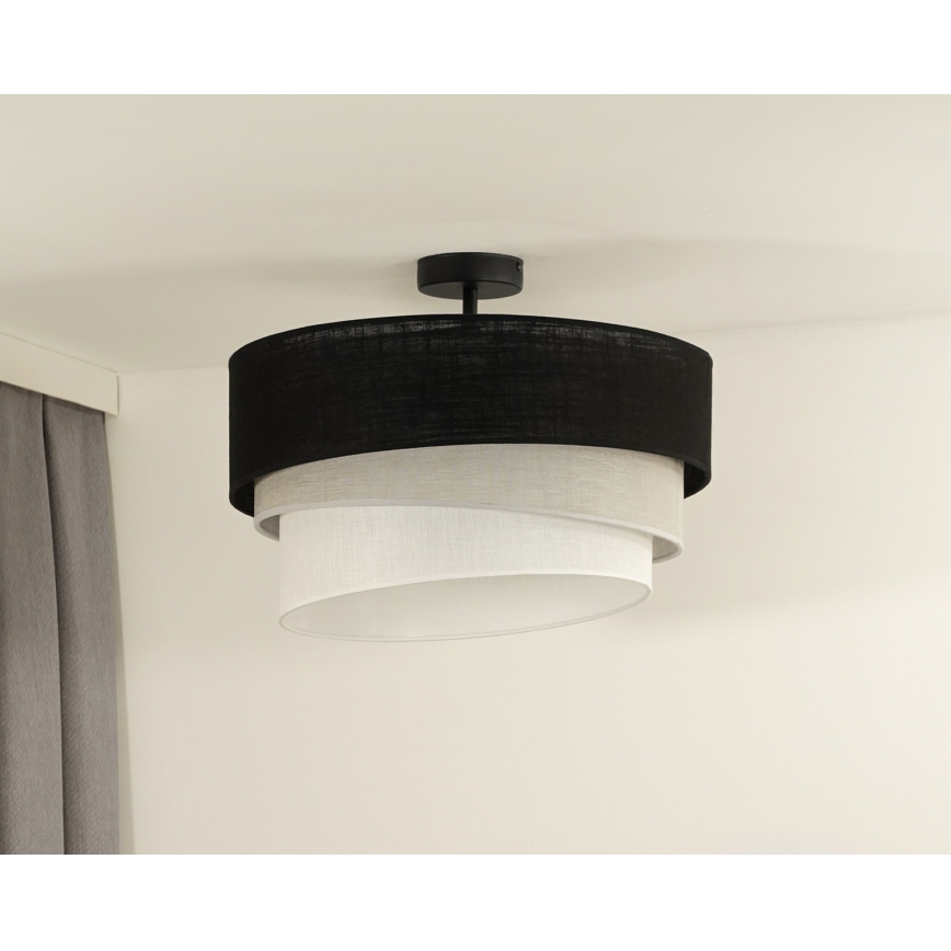 Duolla - Полилей за повърхностен монтаж TRIO 1xE27/15W/230V Ø 45 см черен/сив/бял